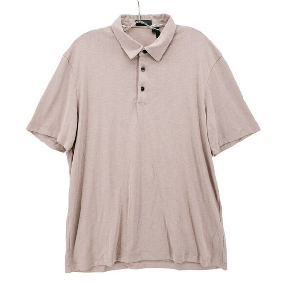 THEORY Bron Anemone Stretch Modal Comfort Knit Polo Shirt Pink Mauve EUC Size XL - Picture 1 of 5